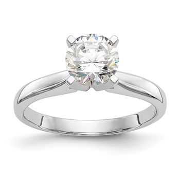 14k White Gold 1/4 carat Medium-Weight High Shoulder Airline Half-Round 4-Prong Round Solitaire Ring Mounting