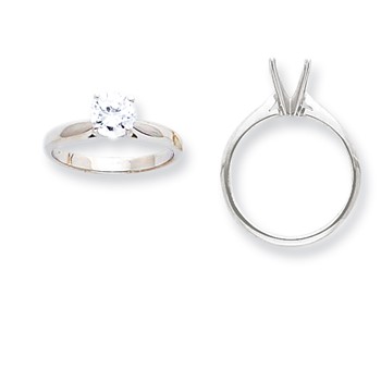 14k White Gold 1ct. Heavy-Weight Airline Half-Rnd 4-Prong Mounting