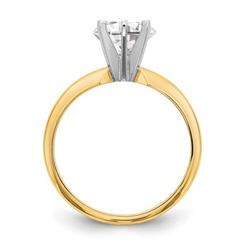 14k Two-Tone 1.25 carat Lightweight Half-Round 6-Prong Round Solitaire Ring Mounting — alternate view