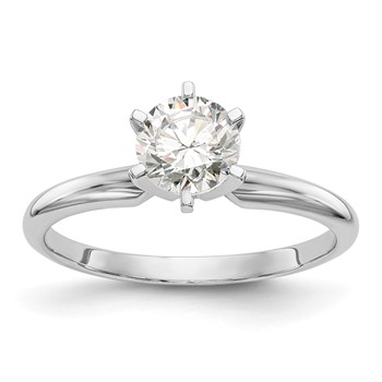 14k White Gold 1.25 carat Lightweight Half-Round 6-Prong Round Solitaire Ring Mounting