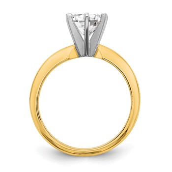 14k Two-Tone 1/3 carat Heavy-Weight Half-Round 6-Prong Round Solitaire Ring Mounting — alternate view