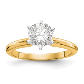 14k Two-Tone 1/3 carat Heavy-Weight Half-Round 6-Prong Round Solitaire Ring Mounting