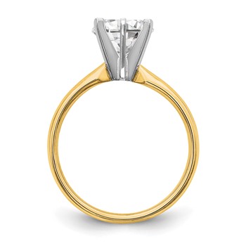 14k Two-Tone 1.25 carat Lightweight Comfort-Fit 6-Prong Round Solitaire Ring Mounting — alternate view
