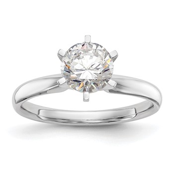 14k White Gold 1/3 carat Lightweight Comfort-Fit 6-Prong Round Solitaire Ring Mounting