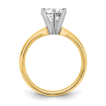 14k Two-Tone 1/2 carat Medium-Weight Comfort-Fit 6-Prong Round Solitaire Ring Mounting — alternate view