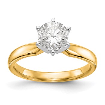 14k Two-Tone 1/2 carat Medium-Weight Comfort-Fit 6-Prong Round Solitaire Ring Mounting