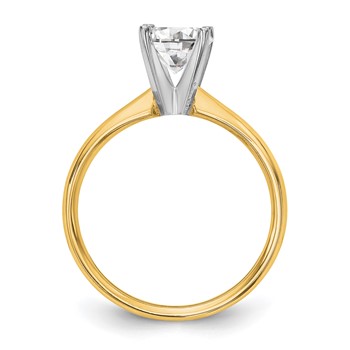 14k Two-Tone 1 carat Lightweight Comfort-Fit 4-Prong Round Solitaire Ring Mounting — alternate view