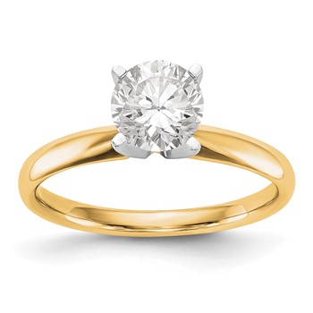 14k Two-Tone 1 carat Lightweight Comfort-Fit 4-Prong Round Solitaire Ring Mounting