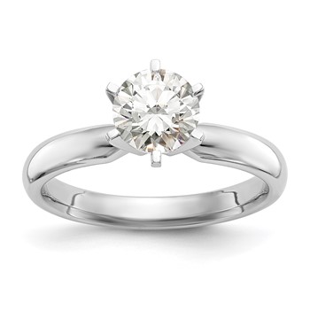 14k White Gold 1/3 carat Medium-Weight Low-Shoulder Comfort-Fit 6-Prong Round Solitaire Ring Mounting