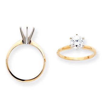 14k Two-Tone 1.25ct. Light-Wt Pointed-Shoulder 6-Prong Mounting