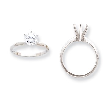 14k White Gold 3/16ct. Light-Wt Pointed-Shoulder 6-Prong Mounting