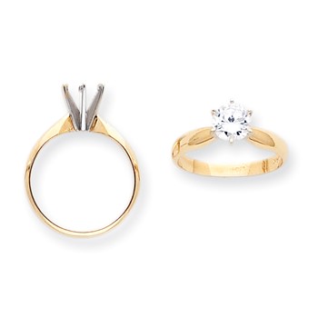 14k Two-Tone 1ct. Heavy-Weight Pointed-Shoulder 6-Prong Mounting