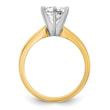 14k Two-Tone 3/4 carat Medium-Weight Knife Edge/Half-Round 6-Prong Round Solitaire Ring Mounting — alternate view