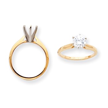 14k Two-Tone 1/3ct. Light-Wt Airline Half-Rnd 6-Prong Ring Mounting