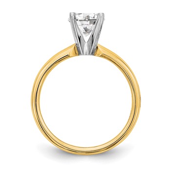 14k Two-Tone 1 carat Medium-Weight Comfort-Fit 4-Prong Round Solitaire Ring Mounting — alternate view