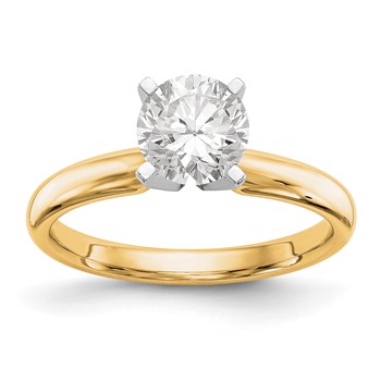 14k Two-Tone 1 carat Medium-Weight Comfort-Fit 4-Prong Round Solitaire Ring Mounting