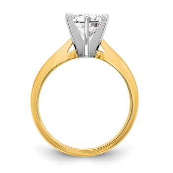14k Two-Tone 5/8 carat Medium-Weight High Shoulder Airline Half-Round 6-Prong Round Solitaire Ring Mounting — alternate view
