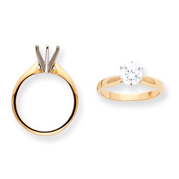 14k Two-Tone 3/16ct. Heavy-Wt Airline Half-Round 6-Prong Mounting