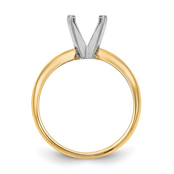 14k Two-Tone 4.5mm Medium-Weight Half-Round 4-Prong Princess Solitaire Ring Mounting — alternate view