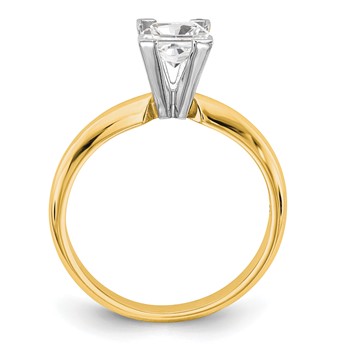 14k Two-Tone 4mm Medium-Weight Half-Round V-End Princess Solitaire Ring Mounting — alternate view