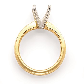 14k Two-Tone 5mm Comfort-Fit 4-Prong Princess Solitaire Mounting — alternate view