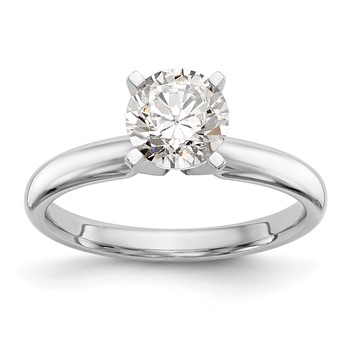 14k White Gold 1/2 carat Medium-Weight Comfort-Fit 4-Prong Round Solitaire Ring Mounting