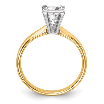 14k Two-Tone 5.5mm Medium-Weight Comfort-Fit V-End Princess Solitaire Ring Mounting — alternate view