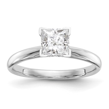 14k White Gold 3.5mm Medium-Weight Comfort-Fit V-End Princess Solitaire Ring Mounting