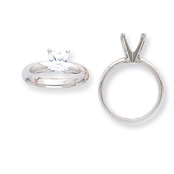 14k White Gold 4.1mm HeavyWt Pointed-Shoulder Princess Mounting