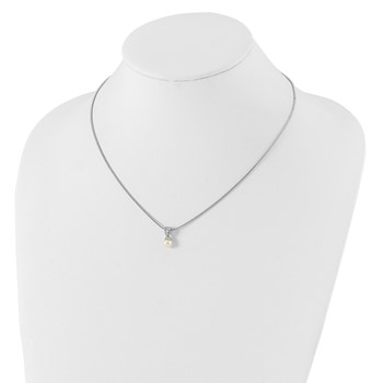 Kelly Waters Rhodium-plated White Simulated Pearl CZ Necklace — alternate view