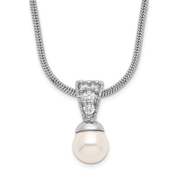 Kelly Waters Rhodium-plated White Simulated Pearl CZ Necklace