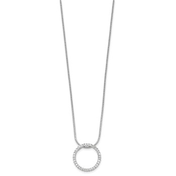 Kelly Waters Rhodium-plated Clear CZ Circle 18 inch Necklace — alternate view