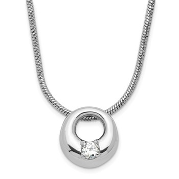 Kelly Waters Silver-tone Rhodium-plated Open Circle CZ Necklace