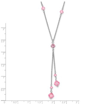 Rhodium-plated Kelly Waters Pink Crystal Drop Necklace — alternate view