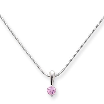 18in Rhodium-plated Kelly Waters Pink CZ Drop Necklace