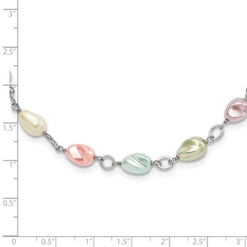 Kelly Waters Rhod-plated Multicolored Simulated Pearl w/ 2in ext Necklace — alternate view