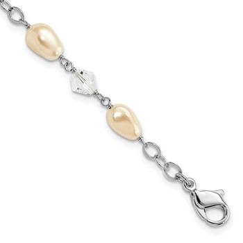 Kelly Waters Rhodium-plated White Simulated Pearl and Crystal Bracelet