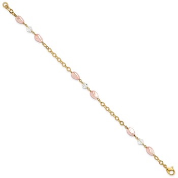 Kelly Waters Gold-plated Pink Simulated Pearl and Crystal Bracelet — alternate view