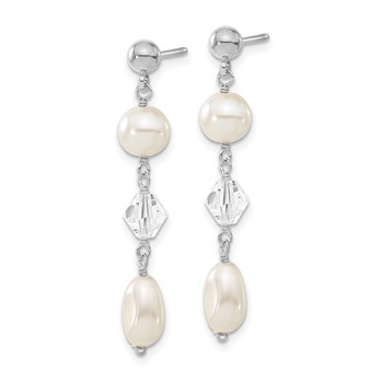 Kelly Waters Rhodium-plated White Simulated Pearl and Crystal Drop Earrings — alternate view