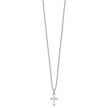 Kelly Waters Rhodium-plated Small Polished Rounded Cross 18 inch Necklace — alternate view