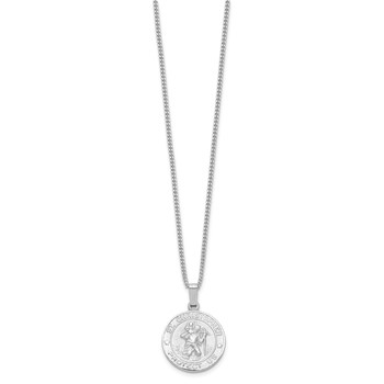 Kelly Waters Rhodium-plated St. Christopher Medal 24 inch Necklace — alternate view