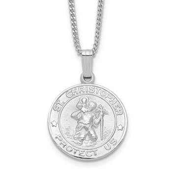 Kelly Waters Rhodium-plated St. Christopher Medal 24 inch Necklace