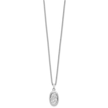 Kelly Waters Rhodium-plated Oval St. Christopher Medal 18 inch Necklace — alternate view