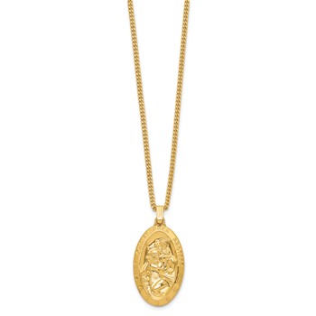 Kelly Waters Gold-plated Large Oval St. Christopher Medal 24 inch Necklace — alternate view