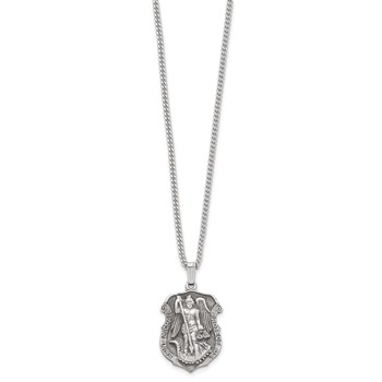 Kelly Waters Antiqued Rhodium-plated St. Michael Medal 24 inch Necklace — alternate view