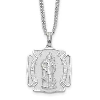 Kelly Waters Rhodium-plated St. Florian Medal 24 inch Necklace