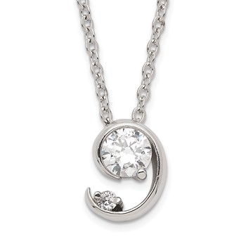 Kelly Waters Rhodium-plated Half Moon CZ Necklace