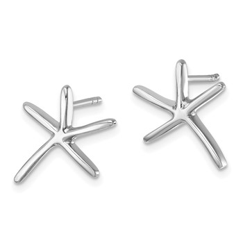 Sterling Silver Rhodium-plated Polished Starfish Post Earring — alternate view