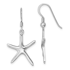 Image of Sterling Silver Rhodium-plated Polished Starfish Dangle Earring