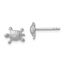 Image of Sterling Silver Rhodium-plated Polished Turtle Post Earrings